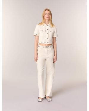 Maje Cardigan Court À Studs - Neutre