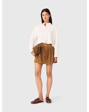 Maje Beaded Cropped Shirt - White