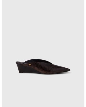 Maje Embossed Leather Wedge Mules - White