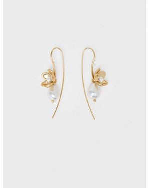 Maje Boucles D'Oreilles Fines À Fleur - Blanc