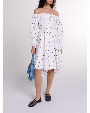 Maje Shirt Dress With Bardot Neckline - White