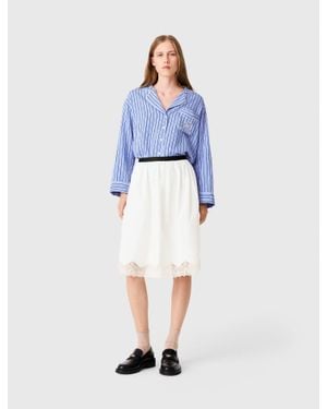 Maje Mid-Length Cotton And Lace Skirt - Blue