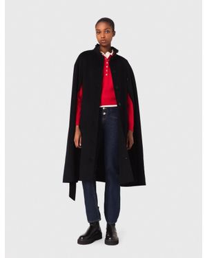 Maje Manteau Long Double Face Avec Cape - Rouge