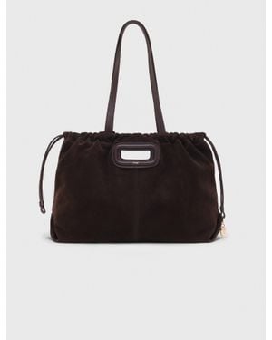 Maje Suede Milpli Tote Bag - Black