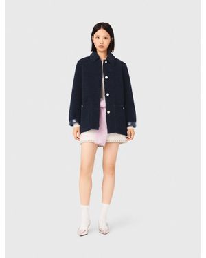 Maje Reversible Faux Shearling Jacket - Blue