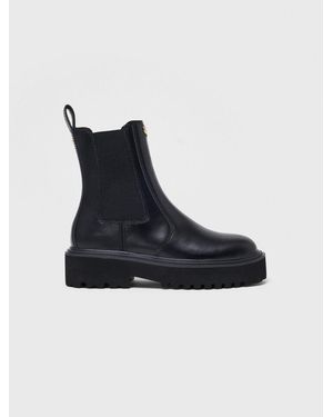 Maje Chelsea Boots En Cuir - Noir