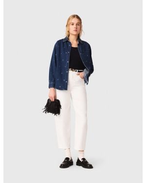 Maje Rhinestone Denim Shirt - Blue