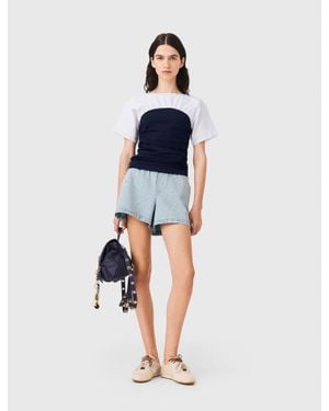 Maje Plissiertes Jersey-Top - Blau