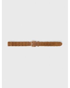 Maje Ceinture Tressée En Suède - Blanc