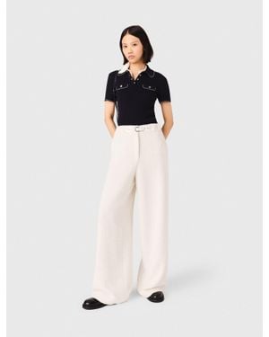 Maje Wide-Leg Tweed Trousers - White