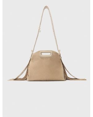 Maje Miss M Mini Suede Bag - Natural