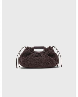 Maje Mipli Bouclé Effect Clutch Bag - Brown