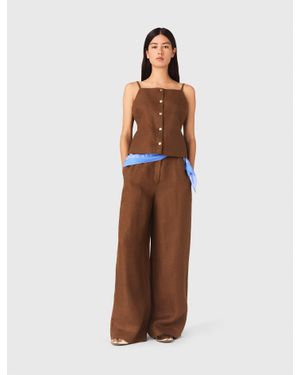 Maje Linen Blend Top - Brown