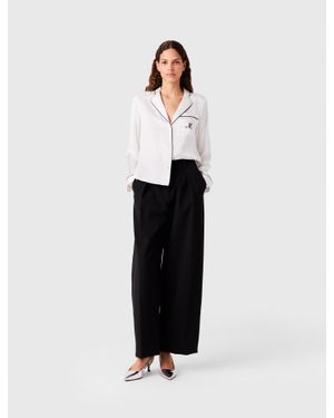 Maje Embroidered Silk Shirt - White