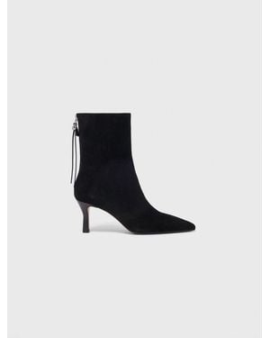 Maje Spitze Veloursleder-Stiefeletten - Schwarz