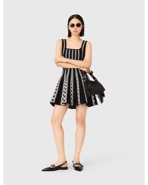 Maje Mini Jacquard Knit Dress - Natural