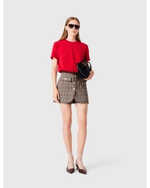 Maje T-Shirt Mit Gesticktem Logo - Rot