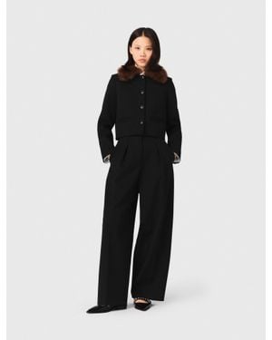 Maje Short Jacket With Removable Collar - Black