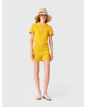 Maje Knit Playsuit With Polo Collar - Yellow