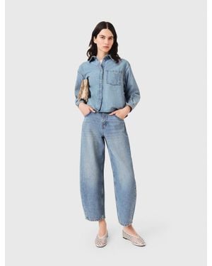 Maje Denim Shirt With Logo - Blue