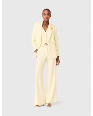 Maje Double-Breasted Suit Jacket - Natural