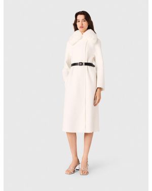 Maje Long Double-Faced Coat - White