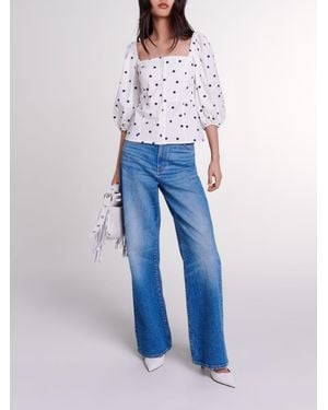 Maje Puff-Sleeved Top - Blue