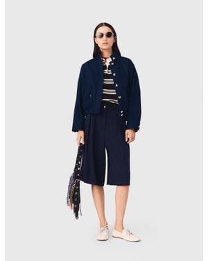 Maje Cotton Bomber Jacket - Blue