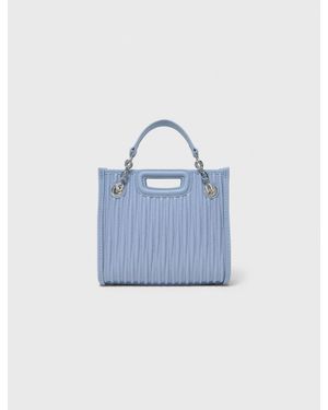 Maje Mini Quilted Leather Tote Bag - Blue