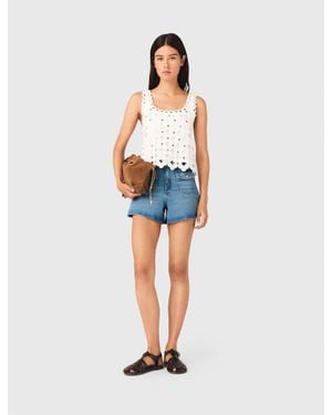 Maje Mirrored Crochet Top - Blue