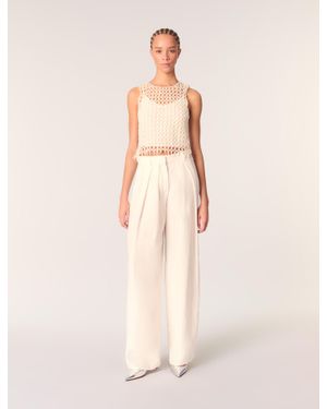 Maje Wide-Leg Suit Pants - Natural