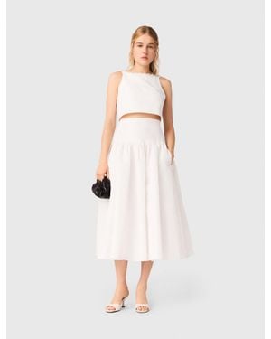 Maje Jeweled Collar Taffeta Crop Top - White