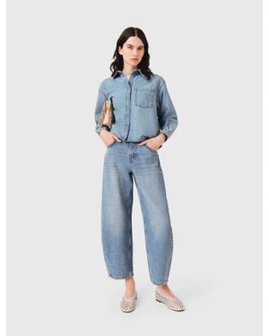 Maje Denim Shirt With Logo - Blue