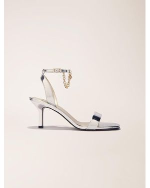 Maje Heeled Mirror Leather Sandals - Natural