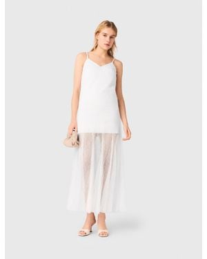 Maje Taffeta And Lace Dress - White