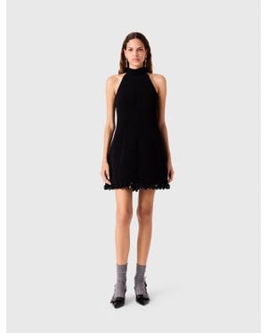 Maje Backless Tie-Neck Skater Dress - Black