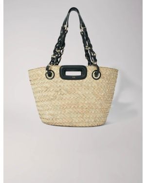 Maje Panier Tressé Effet Raphia - Neutre