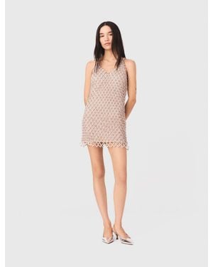 Maje Short Beaded Dress With Lining - White
