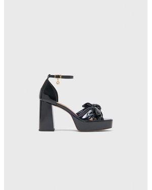 Maje Sandales À Talons En Cuir Vernis - Bleu