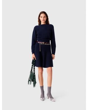 Maje Kurzes Kleid Aus Yak-Mix - Blau