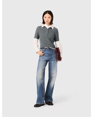 Maje Removable Beaded Collar Jumper - Blue