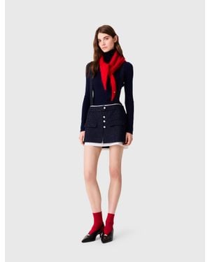 Maje Contrast Tweed Shorts - Red