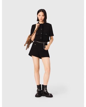 Maje Shiny Tweed Shorts - Black
