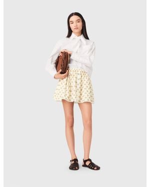 Maje Printed Skirt With Rickrack Trim - White