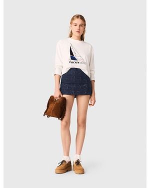 Maje Boat Print T-Shirt - Blue