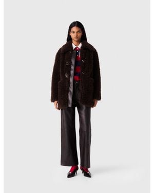 Maje Mid-Length Faux Fur Coat - Brown