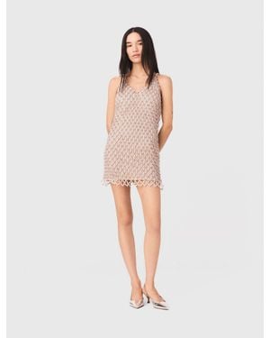 Maje Short Beaded Dress With Lining - White