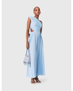 Maje Asymmetrical Pleated Maxi Dress - Blue