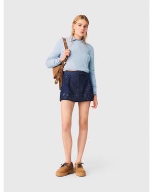 Maje Pull Avec Boutons Bijoux Sur Le Dos - Bleu