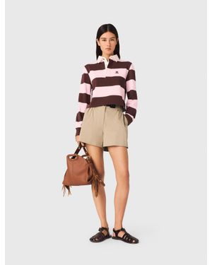 Maje Striped Polo Sweatshirt - White